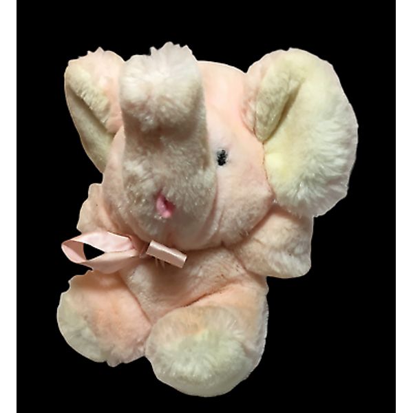 Vintage Eden Toy's Plush Pink Elephant Baby Rattle Stuffed Animal 8" Very Rare