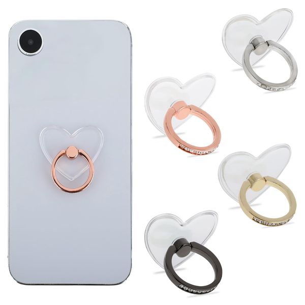 WLLHYF 4Pcs Clear Cell Phone Ring Holder Transparent Phone Grips Stand Holder 360 Degree Rotation Finger Ring Holder for Most Phones, Tablet and Case(4 Color)