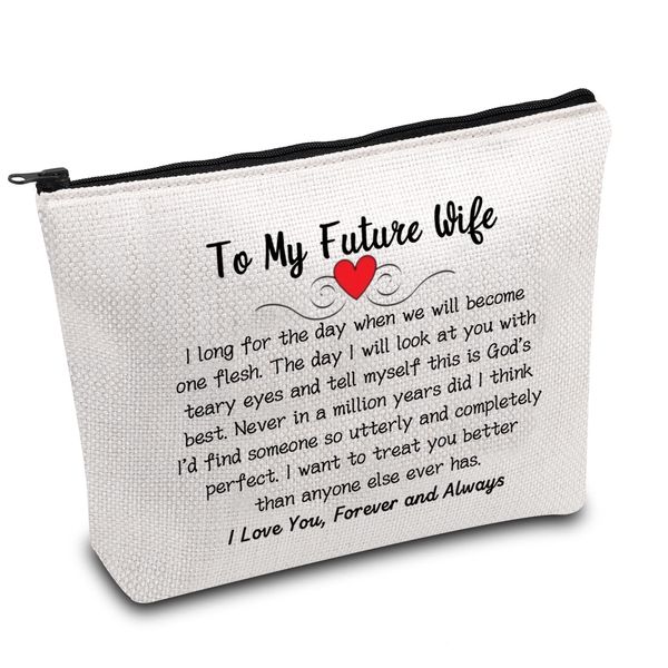 to My Future Wife Makeup Bag Bride to Be Wedding Survival Kit Honeymoon Engagement Gift Bridal Shower Gift Newly Engaged Gift (to Future Wife), L9 W7 H0.39