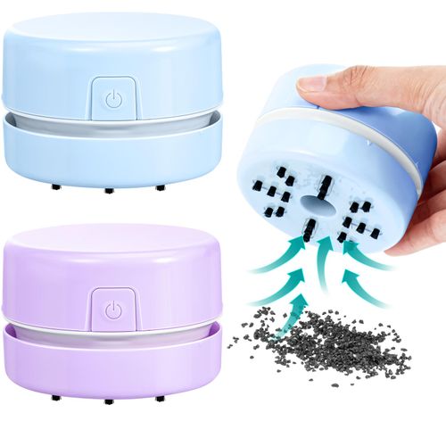 Honoson 2 Pcs Diamond Painting Tool Drill Quicker Picker for Spilled Diamonds 5d Painting Accessories Vacuum Cleaner Mini Table Desktop Sweeper Organizer Clean Art Beads Crumb(Blue, Purple)