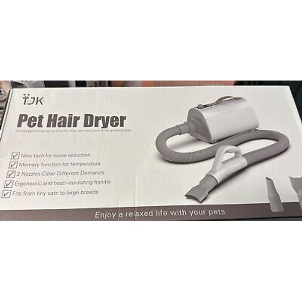 TJK Pet Hair Dryer Noise Reduce, Memory Function For Temp It, 2 Nozzles Insul Ha