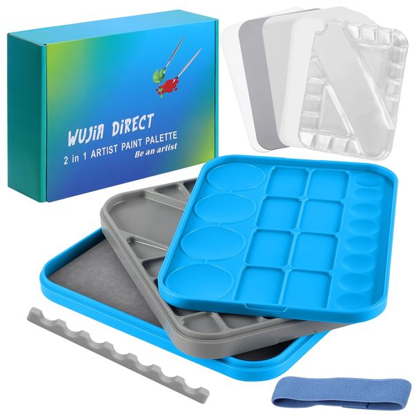 ISWUJIA Wet Palette, Stay Wet Palette for Acrylic Miniature Painting Kit, Wet Palette 3-in-1 Set Including 50 Wax Papers, 2 Durable sponges, 6 Blister Shells