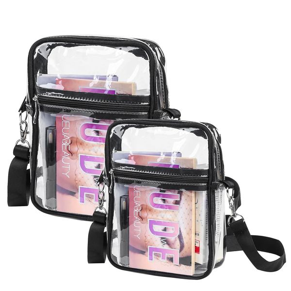 Zxglxinyao 2pcs Clear Bag Stadium Approved, Clear Purse Bag, Clear Crossbody Purse Bag, PVC Clear Concert Bag with Adjustable Shoulder Strap, Clear Stadium Bags for Women, Concerts, Sports, Festivals