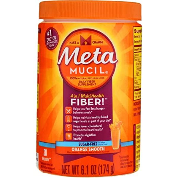 Metamucil Daily Fiber Supplement/Therapy for Regularity, Sugar Free, Orange Smooth, 6.1 oz (Pack of 3)