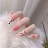 Set of 24 Nails, 12 Different Sizes, Medium Length, White Butterfly Ties to Hold Your Fingertips Gorgeous Amusement Park Fake Claws
