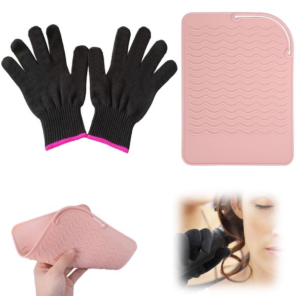 KFSCIP 3Pcs Heat Resistant Gloves, Heat Gloves for Hair Styling, Heat Protection Gloves for Hair Styling, Heat Protection Gloves for Hair Tools, Curling Iron Wand, Flat Iron