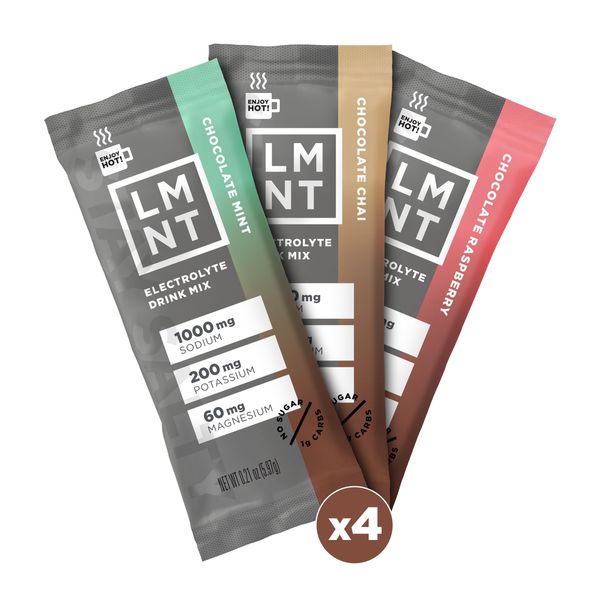 LMNT Zero Sugar Hot Chocolate or Coffee Mixer - Chocolate Medley - Variety Pack | Drink Mix | 12-Count