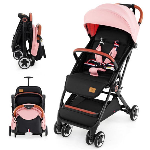 Lightweight Aluminium Frame Baby Stroller with Net-Pink