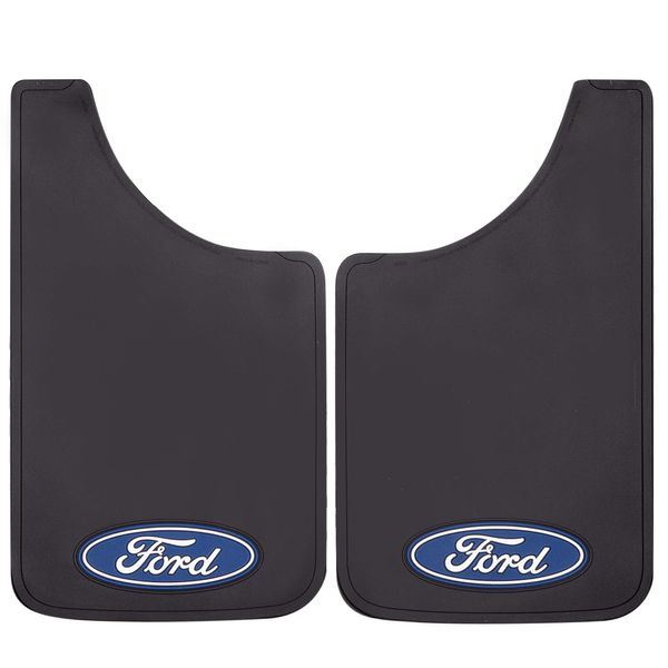 Plasticolor 000539R01 Ford Oval Logo Easy Fit Mud Guard 11"x19" - Set of 2 , Black