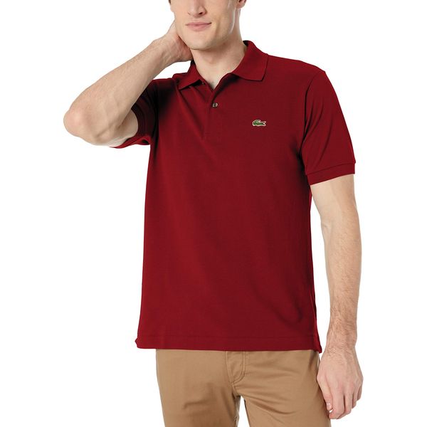 Lacoste Mens Short Sleeve L.12.12 Pique Polo Shirt, Bordeaux Red, L