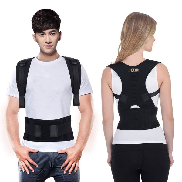 Xn8 Posture Corrector Back Support Adjustable Shoulder Brace Lumbar Belt-Spinal Alignment Support-Pain Relief for Neck-Back-Shoulders