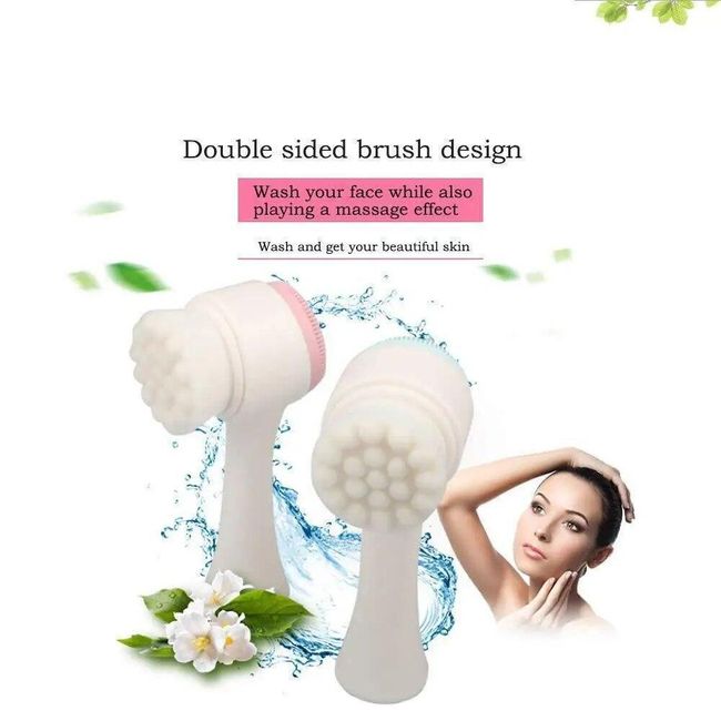 3d Bilateral Silicone Facial Cleanser Manual Massage Facial Brush Soft Bristles