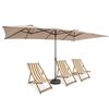 15 x 9 Ft Double-Sided Polyester Fabric Patio Umbrella & Crank Handle Vented Top