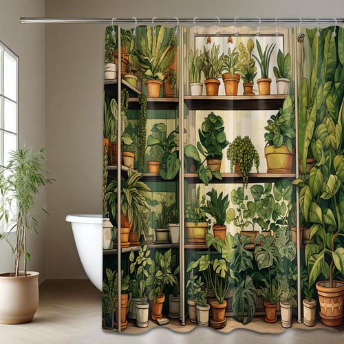 dueeia Botanical Shower Curtain Green Nature Plant Greenery Floral Bathroom Decor, Waterproof Fabric 72 x 72 inch with Hooks