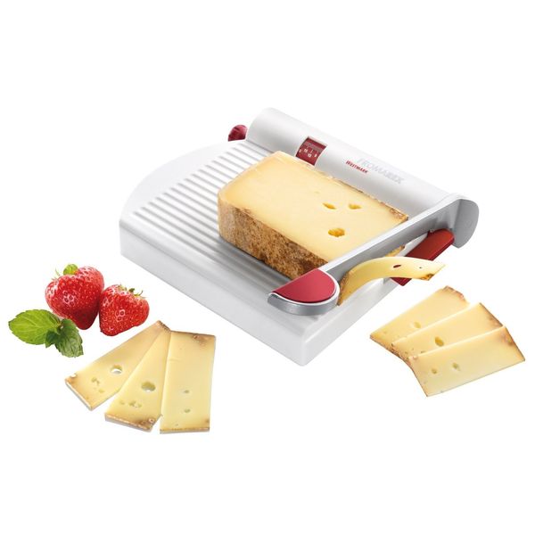 Westmark Germany Multipurpose Stainless Steel Cheese and Food Slicer with Board and Adjustable Thickness Dial (White) -