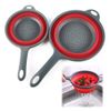 Comioke Collapsible Colander Set, 2pcs Folding Colander, Foldable Filter Drain Baskets, Collapsible Strainer, Red