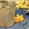 Fall Leaf, Orange and Yellow, Autumn, Maple Tree, Embroidered, Iron on Patch (1)