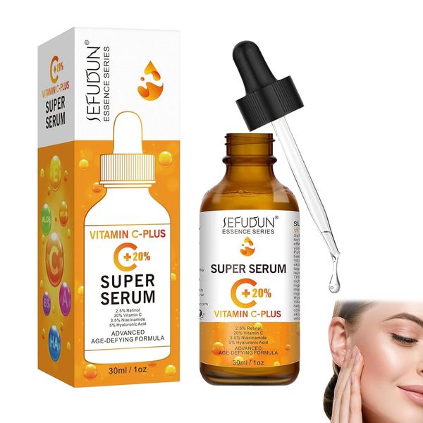 Vitamin C Serum Gesicht,20% Vitamin C Serum Mit Hyaluronsäure für Gesicht & Dekollete,Serum Gesicht,Vitamin C Serum Hochdosiert,Vitamin C Gesicht Anti-Aging Gegen Dunkle Flecken (30ml)