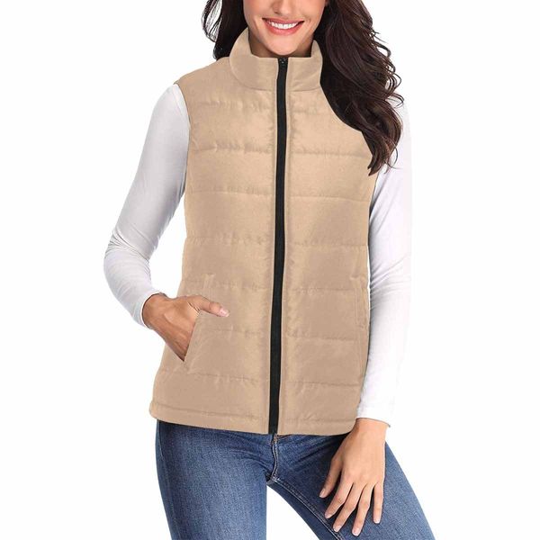 Womens Puffer Vest Jacket / Pale Brown - XS