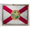 Florida & Virginia State Flags Metal Sign Framed on Rustic Wood