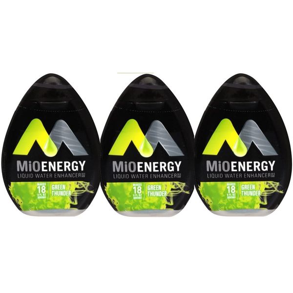 MiO Liquid Flavor Enhancer with Caffeine and B-Vitamins - 3-Pack brought by Southwind Enterprises (Green Thunder)