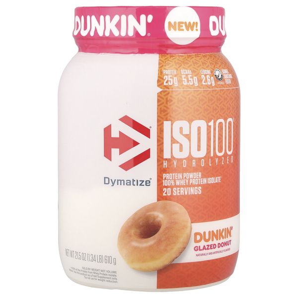 ISO100® Hydrolyzed, 100% Whey Protein Isolate, Dunkin® Glazed Donut, 1.34 lb