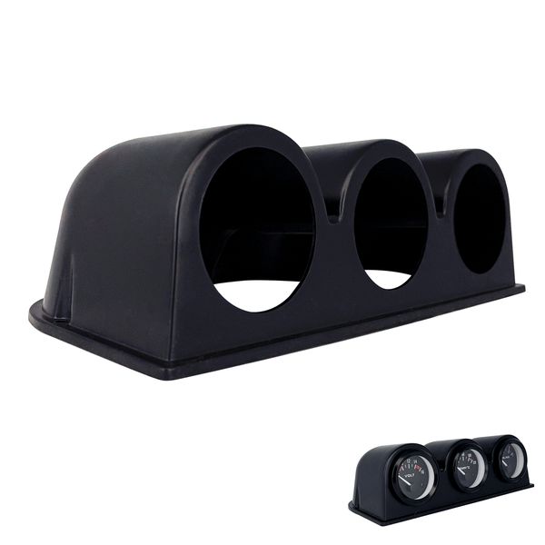 Black Universal 2" 52mm Triple 3 Hole Dash Gauge Console Dashboard Pod Holder