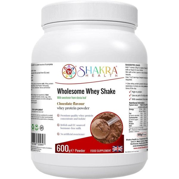 Wholesome Whey Protein Shake (Chocolate) Muscle Building and Recovery Protein Powder. Spirituality, Science & Supplements by Shakra Health