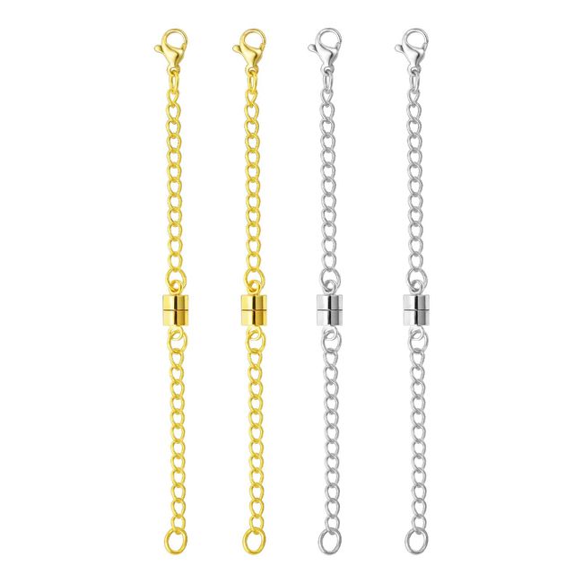 OHINGLT Necklace Extender Magnetic Necklace Clasps and Closures,Adjustable Necklace Extenders Gold and Silver Chain Extension for Necklaces Magnetic Clasps