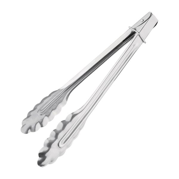 Nisbets Essentials Catering Tongs 24.5 cm, Stainless Steel, Kitchen Cooking Tongs, DF668