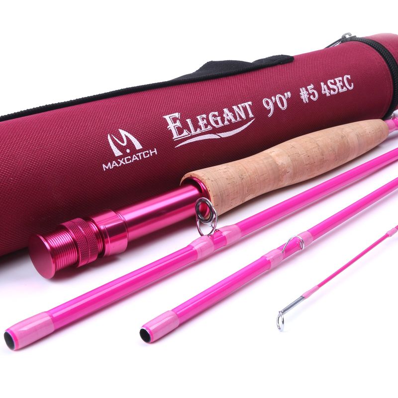 Caña De Pescar Maxcatch Rosa Para Mujer Peso 2/5 Con Tubo Elegante