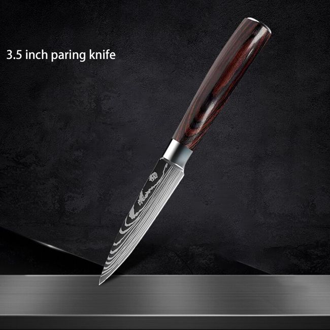 Kitchen Knives Stainless Steel 7CR17 440C Laser Damascus Japanese Santoku  Cleaver Slicing Utility Chef Knife Set