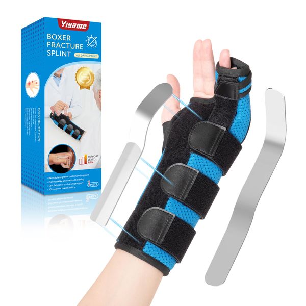 YiYame Boxer Fracture Splint, Ulnar Gutter Splint Left Hand, the 4th and 5th Metacarpal Finger Splint Hand Brace, Boxer Orthosis Hand & Wrist Brace for Women & Men, Left, S