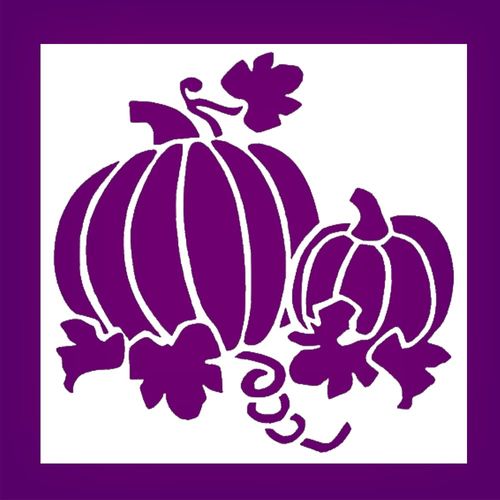Two Pumpkins Stencil for Painting - Reusable Plastic Stencil, 5.5x5.5 inches, for Fall and Halloween Crafts