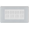 Polished Chrome Screwless Quad 4 Gang RJ45 Data Socket White Inserts FPCRJ454W