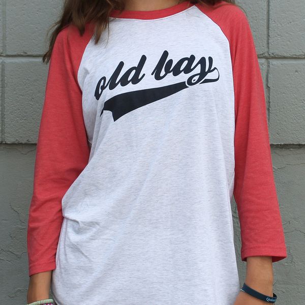 OLD BAY Script (Red & White) / Vintage Baseball Jersey - Small / White