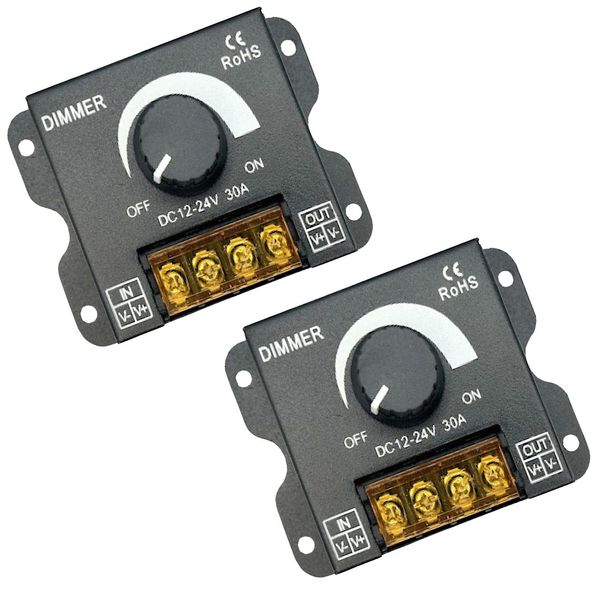 HTharros LED Dimmer Dimmer Switch Dimmer DC12-24V 30A Dimmer Switch Volume Stepless Dimmer Controller with Lid Set of 2