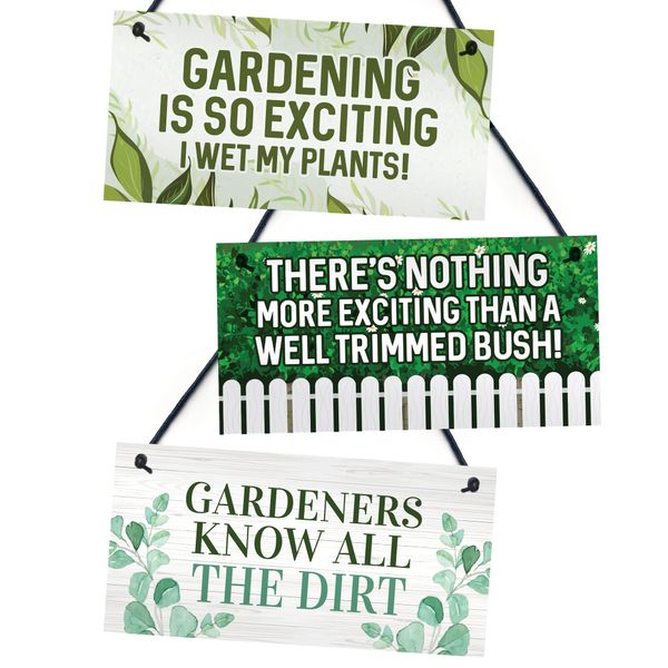 Red Ocean Funny Garden 3 Pack Novelty Hanging Signs For Outside Garden Shed Summer House Home Decor Plaques Novelty Gift For Gardener Mum Nan Grandma