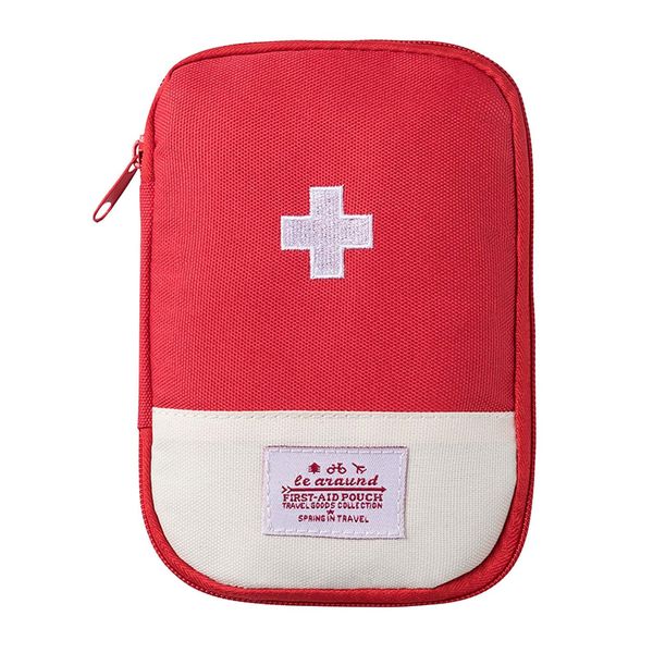 Disnace Travel Medicine Bag, Portable Mini First Aid Kit, Empty First Aid kit, Medical Kits Empty Bag, Travel Mini First Aid Pouch, Medicine Storage Bag for Camping & Travel First Aid Kits (Red)