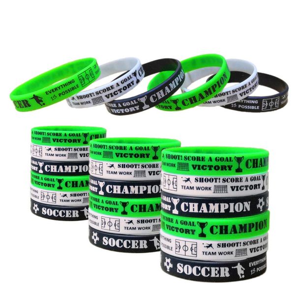 CupaPlay 48 PCS Soccer Motivational Silicone Wristband Personalized Silicone Rubber Bracelets Sports Prizes Party Favors and Supplies Birthday Party Goodie Bag Stuffers Carnival/Events