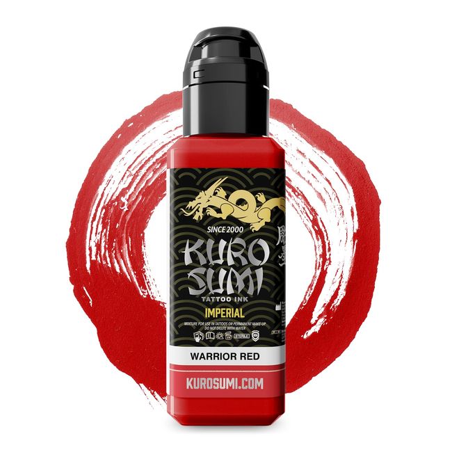 Kuro Sumi Imperial - Warrior Red - Professional Tattoo Ink & Tattoo Supplies for Vibrant Color & Shading - Skin-Safe Permanent Tattooing - Vegan (1.5 oz)