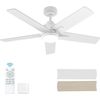 48 Inch White Ceiling Fan with Lights and Remote Control,Dimmable 3 Color Temper
