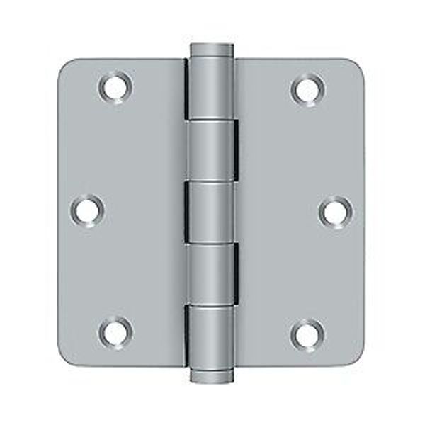 3-1/2" x 3-1/2" x 1/4" Radius Hinge, Residential in Brushed Chrome