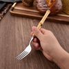 50PCS Silverware Set for 10, Bamboo Handle Flatware Set, Stainless Steel Cutl...