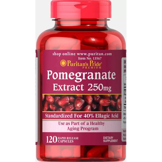 Puritan's Pride Pomegranate Extract 250mg Dietary Supplement - 120 Capsules