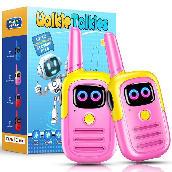 Grriopi Kids Walkie Talkies, 3-12 Year Old Girl Gifts for 4 5 6 7 Year Olds Girl Toys Age 5 6 7 8 Walkie Talkie Kids Toys Age 3 4 5 6 7 Sensory Toys Birthday Presents Kid Garden Toys Outdoor Toy Pink