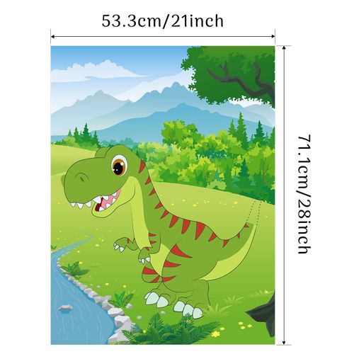 Morcheiong Pin The Tail on The Dinosaur Party Game with 48 Tails for Dinosaur Party Favors Kids Birthday Party Supplies Boys Party Decorations