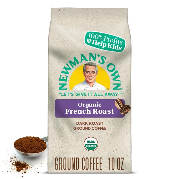 Newman's Own Organics Newman's French Roast, Ground Coffee, Fair Trade Certified, Dark Roast, Bagged 10oz