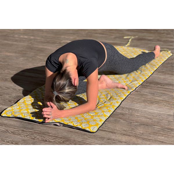 Block Print Restorative Yoga Mat with Towel and Carrying Case