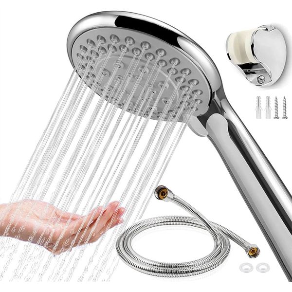 Shower-Head-Universal-1.6M-Hose-with-Holder-Set-Replacement, BauTangLe 2024 Upgraded Shower Head, Enjoy 5 Settings for Showers